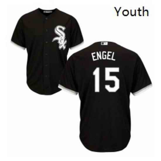 Youth Majestic Chicago White Sox 15 Adam Engel Authentic Black Alternate Home Cool Base MLB Jersey